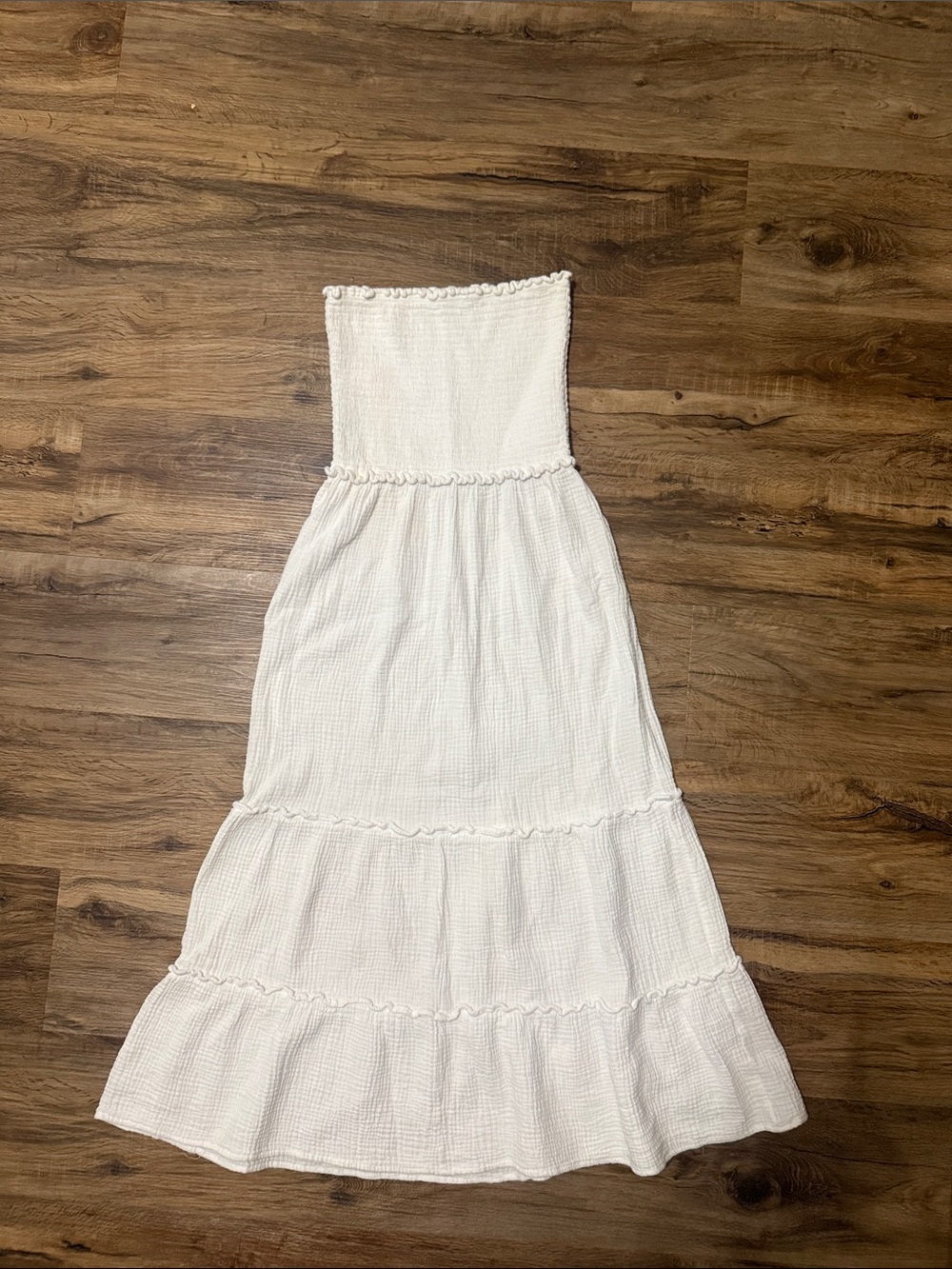 White Strapless Midi Dress